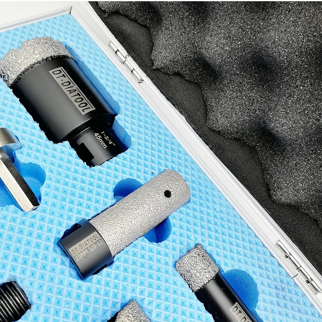 DT-DIATOOL 8pcs/kit Vacuum Brazed 5/8-11 thread Diamond Drill Core Bits Finger bits Sets plus Adapter for Porcelain Tile Granite