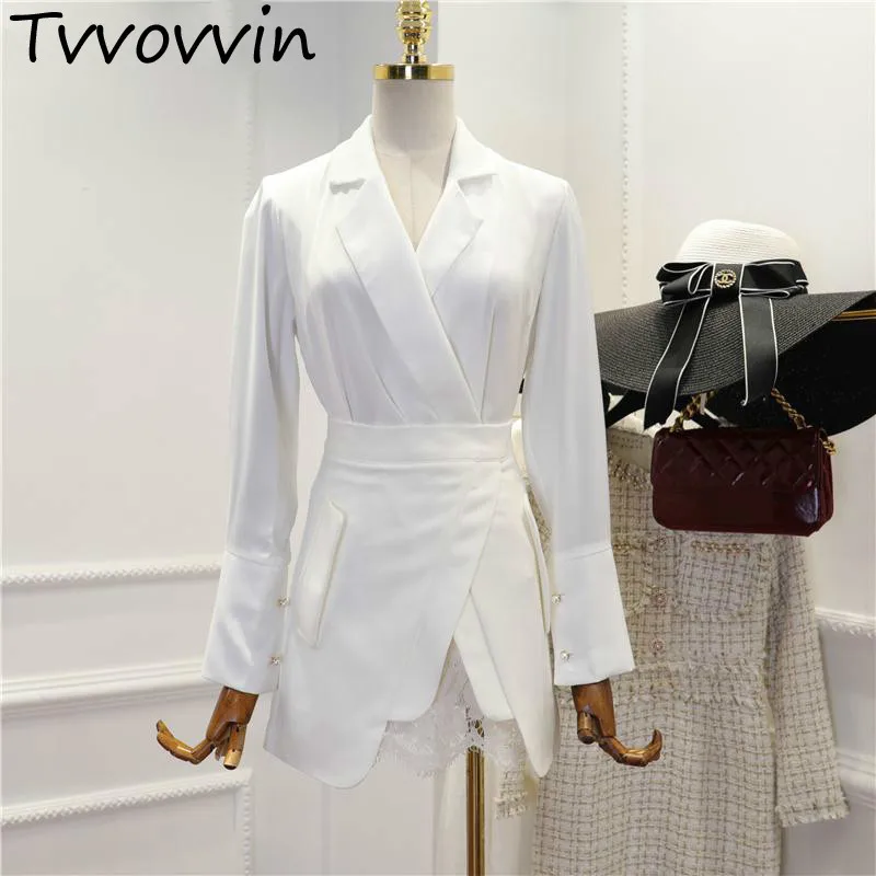 

Women Set V-Neck Suit Coat High Waist Lace Stitching Skirt 2 Piece Set Women Black White Casual Sexy Sets 2019 New Sexy R226