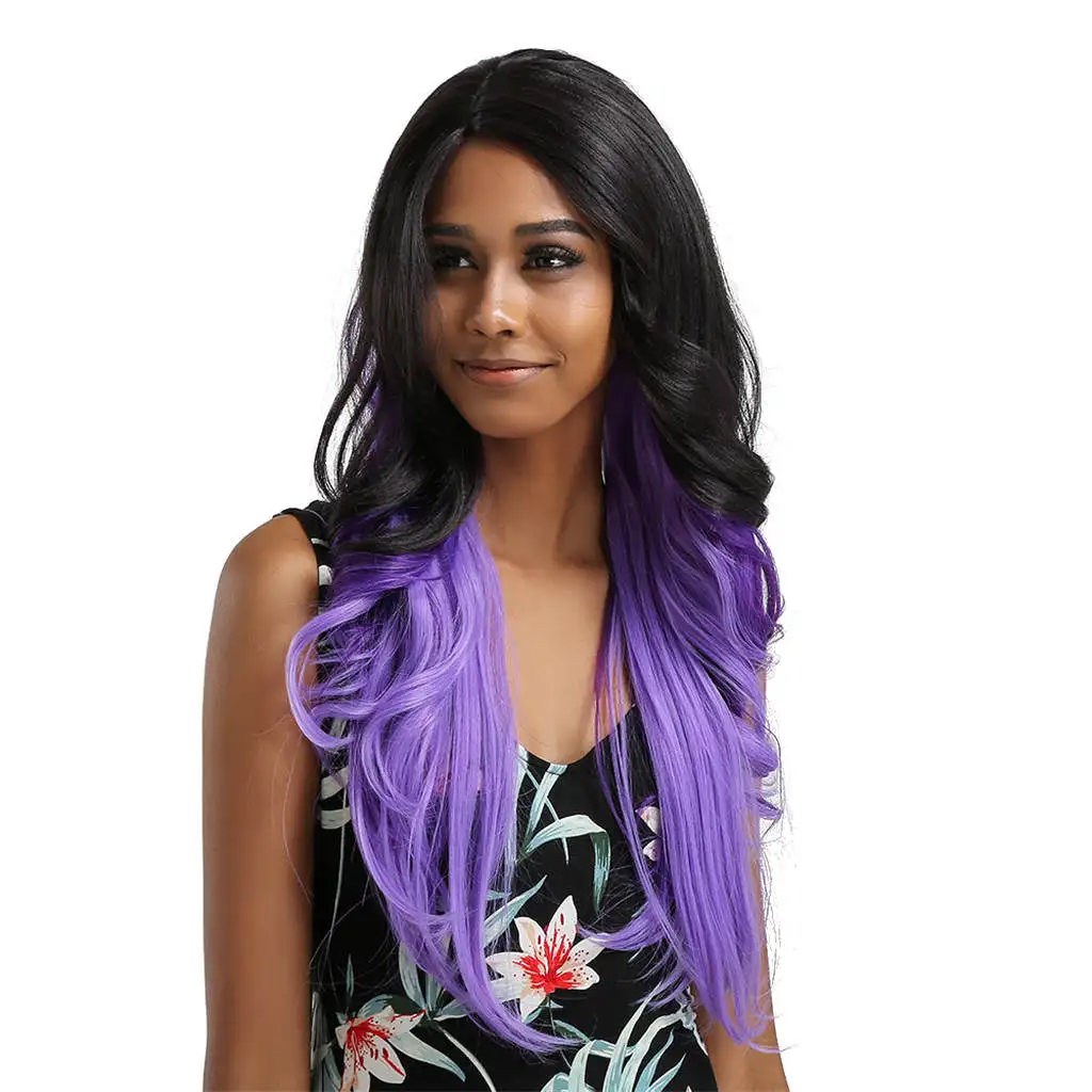 

25 Inch Charming Heat Safe Synthetic Fiber Long Wavy Hair Wig Women's Lace Front Curly Hair Party Full Wig Middle Part