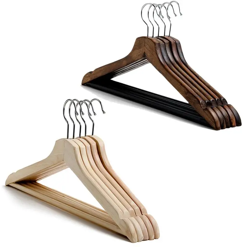 2PCS Multifunctional High Grade Solid Wooden Suit Hangers Coat with Anti-rust Hooks and Non-slip Bar | Дом и сад