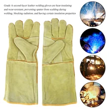 1 пара коровы сплит кожаные перчатки сварочные термостойкие перчатки для безопасности работы
