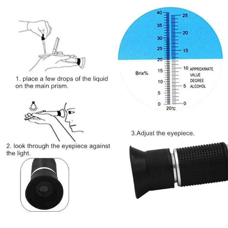 Ручной алкоголь рефрактометр Брикса гидрометр идентификационный номер транспортного средства, спиртомер сахар вино концентрация плотномер 0-40% анализирующий инструмент