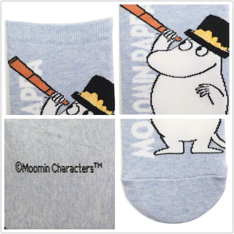 Стикеры кроссовки женские носки в полоску Moomin новый милый мультфильм счастливый