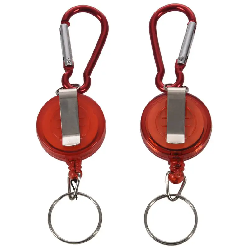 

2 PCS BADGE REEL - RETRACTABLE RECOIL YOYO SKI PASS ID CARD HOLDER KEY CHAIN