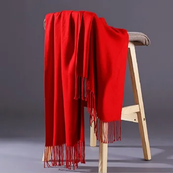 

2018 New Thick Warm Cashmere Scarf Solid Color Tassel Female Autumn And Winter Shawl Gift Custom Scarf