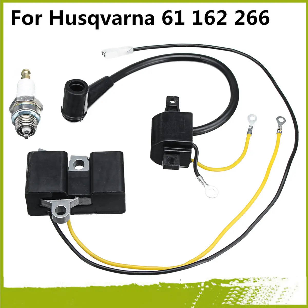 

2 Parts Ignition Coil Spark Plug Set for Husqvarna 61 162 266 Jonsered 630 670 Chainsaw Old Type Ignition Coil Set