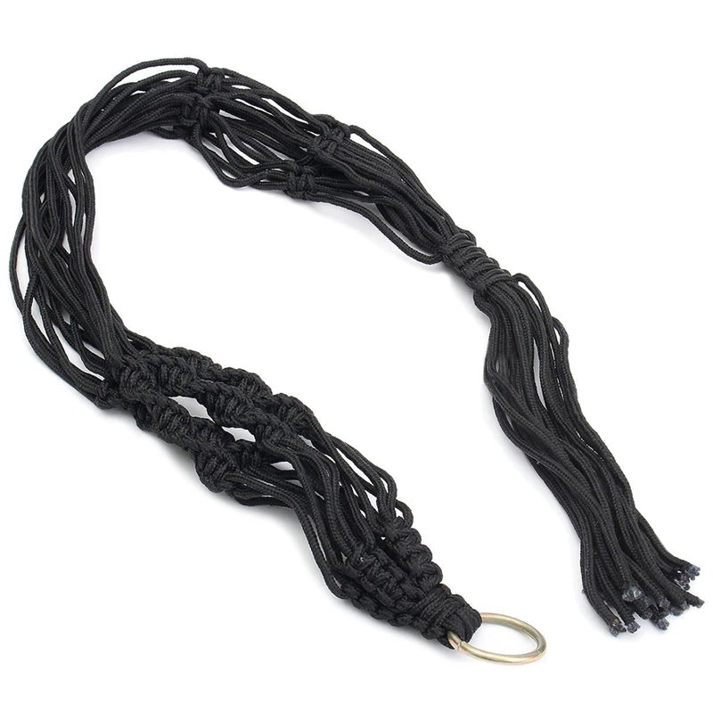 

Handcrafted Braided Natural Jute Macrame Hanging Basket Plant Pot Holders Garden,Black