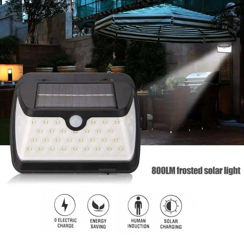 38 Led Солнечный датчик настенный светильник 800LM Жара зондирования патч встроенный