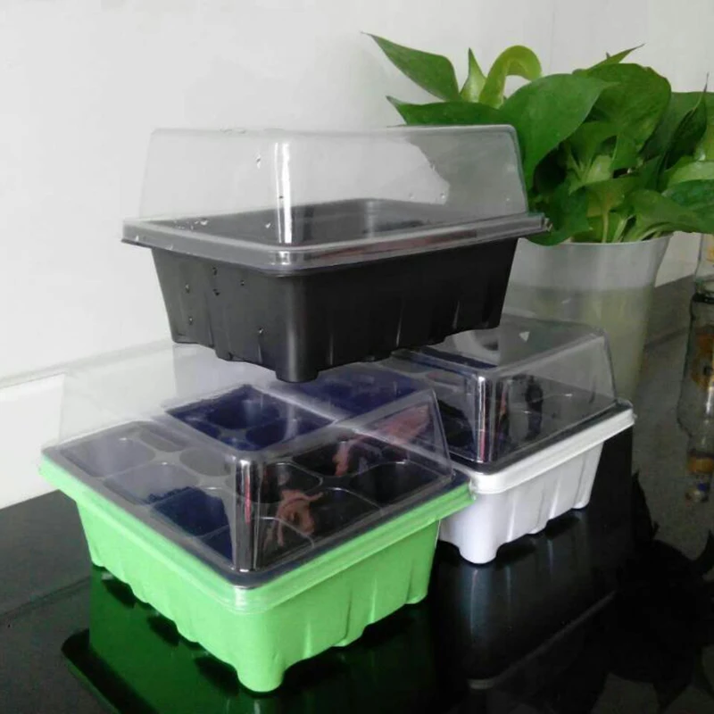 

12 Hole Seedling Box Seed Starter Tray Starting Plant Propagation Cloning Tray