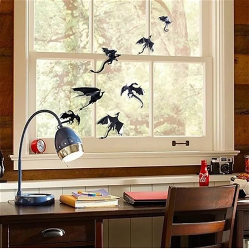 Us 1 0 50 Off 7pcs Lot 3d Gothic Dragon Wall Sticker Game Of Thrones Inspired Dragon Wallpaper Room Decoration Bedroom Decor Wall Stickers In Wall