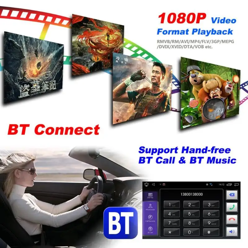 Excellent 7 inch Touch Screen Quad Core Android 7.1 Car Stereo MP5 Player GPS Navigation RDS AM FM Radio With Bluetooth WiFi Function 5