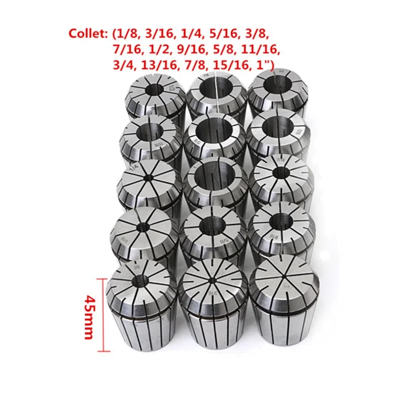 

Drillpro 15Pcs 1/8 to 1 Inch ER40 Spring Collet Set for CNC Milling Lathe Tool for Alloy Spring Steel Milling Lathe