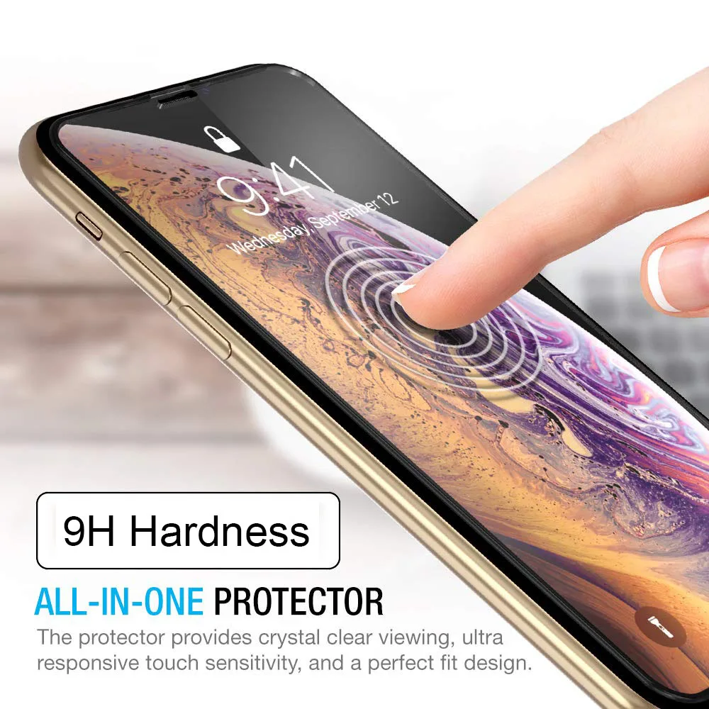 

2 Pcs iPhone XS MAX XR X Screen Protector Glass on iPhone 7 8 Plus Protective Glass on iPhone 5 5s 6 Tempered Glass Full Cover