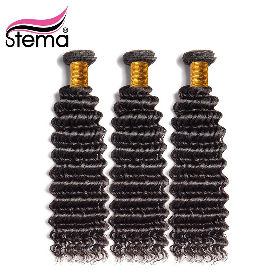 

Stema 3PCS/Lot Brazilian Deep Wave Hair Bundles Weave Non Remy Human Hair 24" 26" 28" 30" 32" 34" 36" 38" 40" Free Shipping