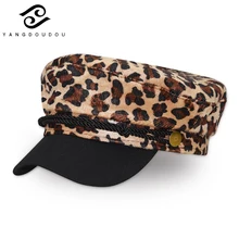 Леопардовый принт темно-синяя кепка женская модная женская шерстяная теплая зимняя Осенняя военная шапка 3 цвета женские аксессуары