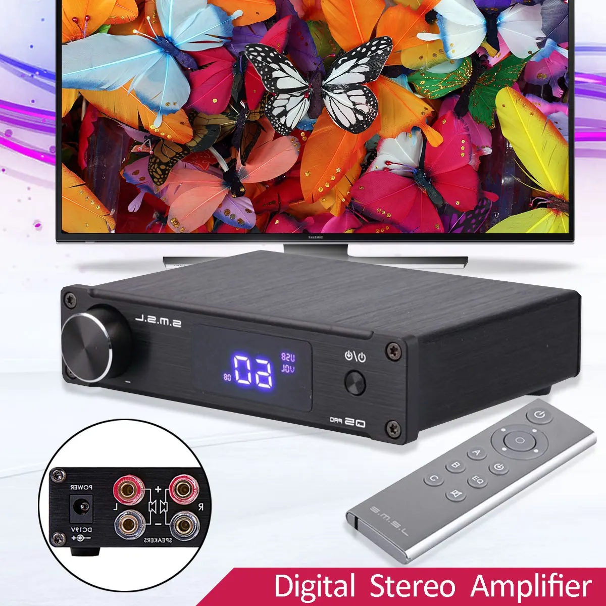 

LEORY Pro USB DAC Digital Audio Power Amplifier 2*45W HiFi 2.0 Pure Optical Coaxial With Remote Control Tricolor
