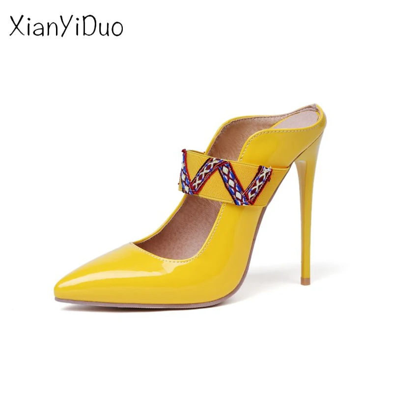 

XianYiDuo Summer outside Women's Shoes Slippers thin super Heels crystal plus size 34-47 Flip Flops Closed toe Transparent/k-7