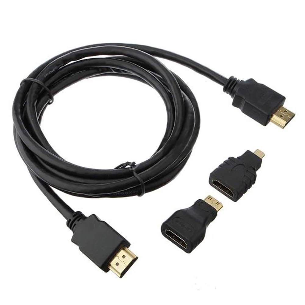 3 в 1 Mini HDMI Male Micro HDMI male to HDMI Женский конвертер адаптер для планшетный ПК, телевизор мобильный телефон HDMI адаптер