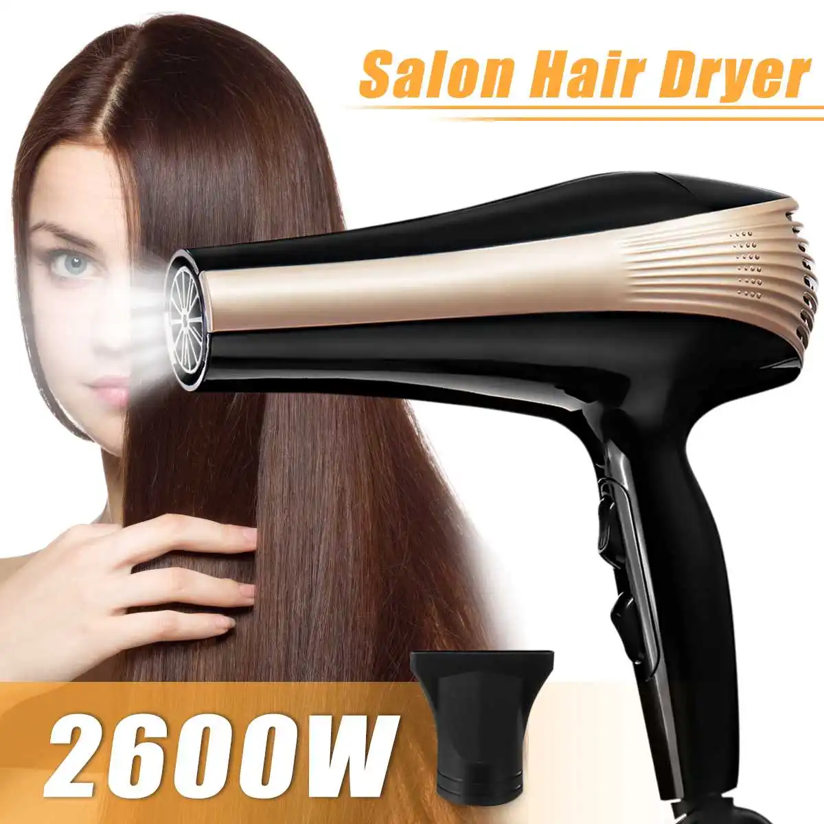 

Professional 2600W Electric Professional Hair Dryer Salon Fast Heating Hairdressing Nozzle Quick Dry Heat Constant Tempreture