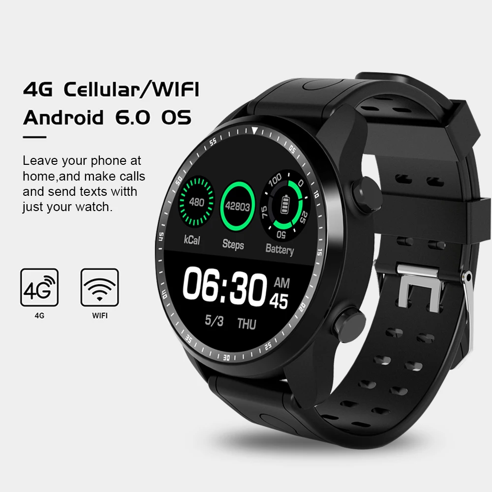 KC06 Smart Watch GPS 4G Android 6.0 Smartwatch IP67 Waterproof 1GB+16GB Bluetooth SIM Card Watch for Xiaomi Huawei Phone Watch