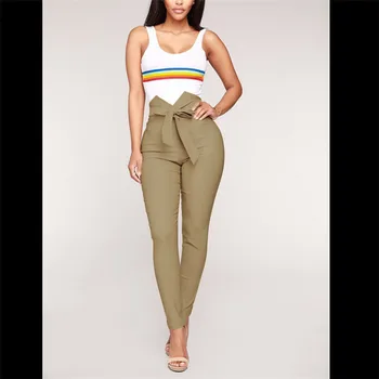 

Formal Bandage High Waist Pencil Pants Sexy Women Slim Skinny Pants Legging Long Trousers Fashion Female Casual Drawstring Pants