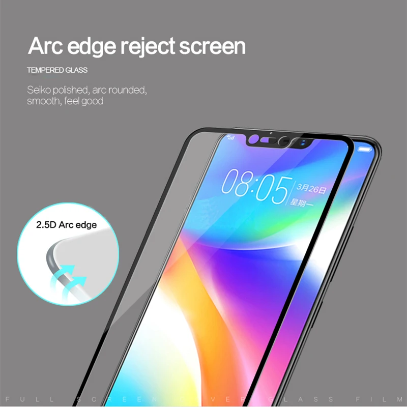 Закаленное стекло с полным покрытием для Vivo V9 y81 протектор экрана vivi viva Y 81 V 9