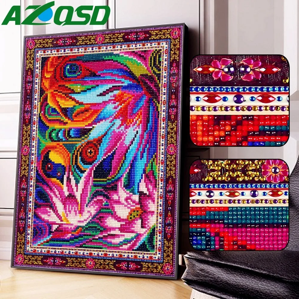 

AZQSD DIY Diamond Painting Flower Special Shaped Picture Of Rhinestones Partial Round Drill Diamond Embroidery Sale Lotus 30x40