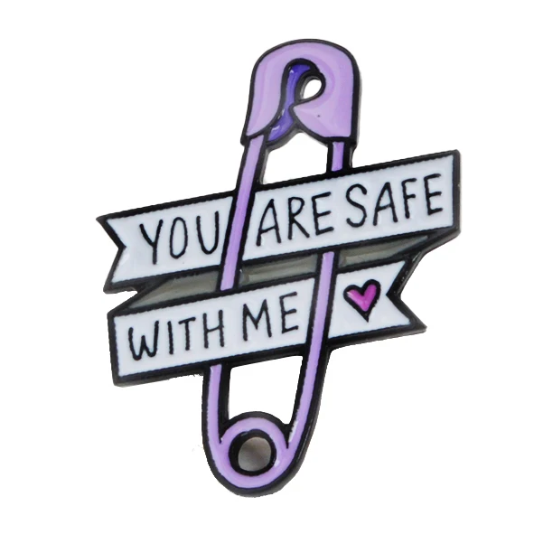 

You Are Safe With Me Paper Clip Brooch For Women Men Enamel Pin Hat Backpack Clothes Lapel Pin Badges Icon Jewelry