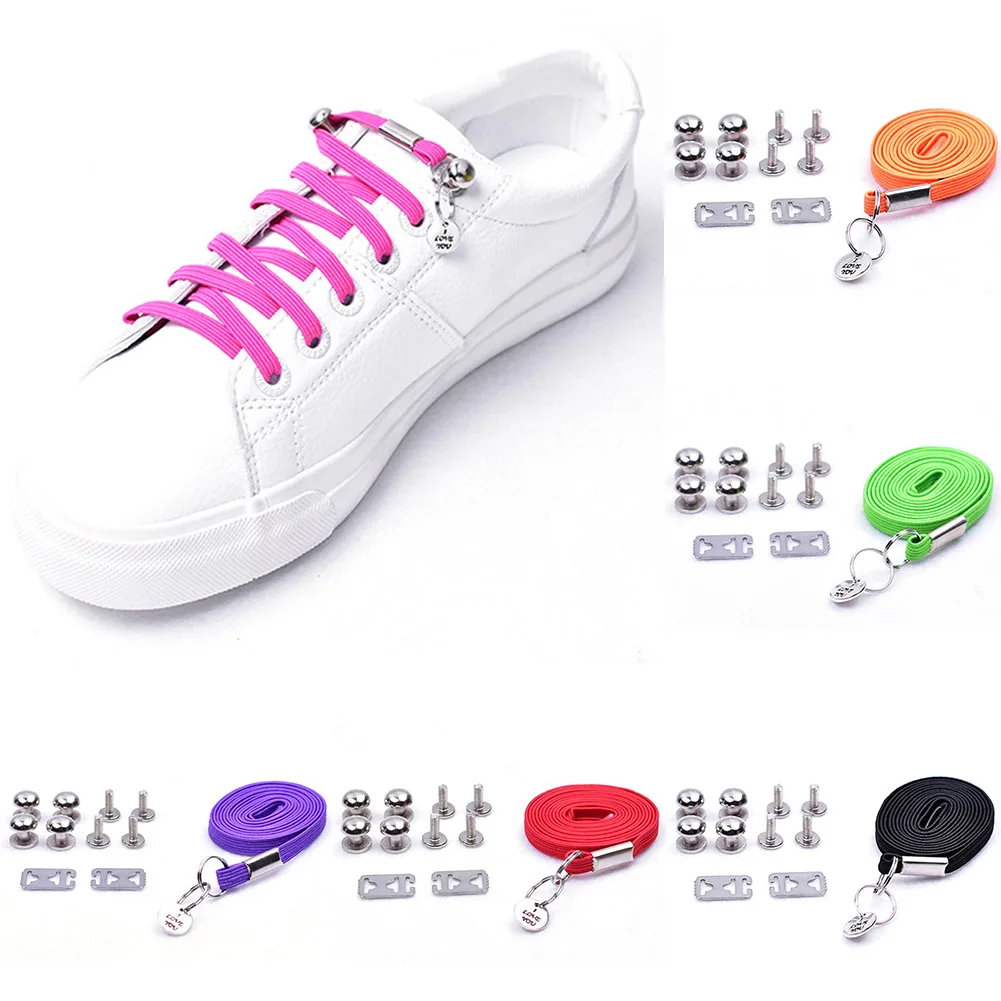 1 Pair New Style Lazy Shoelaces Quick Easy Sneaker Elastic Shoe Laces One-handed Shoelace Sport shoes No Tie Candy Color Hotsale