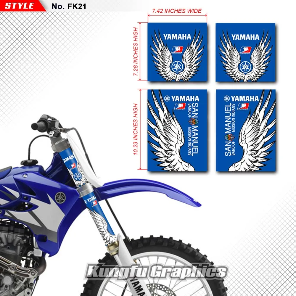 

KUNGFU GRAPHICS Front Fork MX Stickers Set Vinyl Wraps Protector for Yamaha KTM Kawasaki Suzuki Husqvarna Honda Dirt Bikes Blue