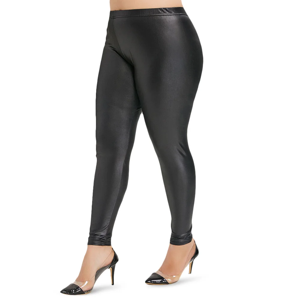 

Plus Size Faux Leather Leggings Women Elastic High Waist Leggings Stretch Slim Skinny Fitness Legging PU Leather Pants Trousers