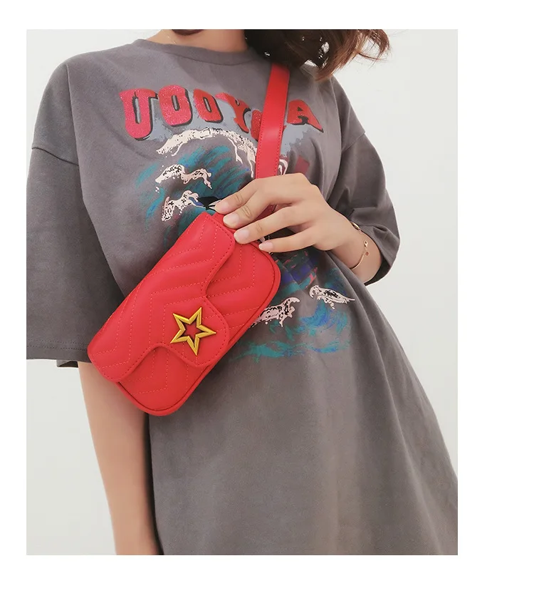 

New mini leather handbags wavy shoulder bag fashion chest bag waist bag female cross body chain leather bag
