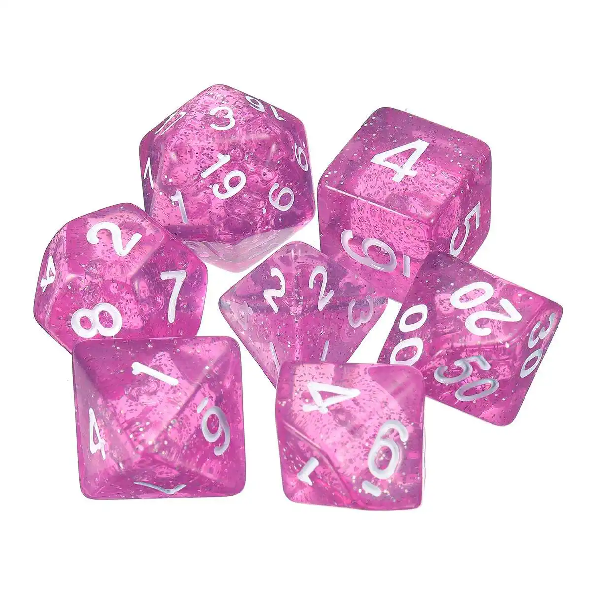 7 шт. акриловые прозрачные фиолетовые блестящие многогранные игральные кости для DND RPG MTG ролевые игры с сумкой развлекательные игральные кости
