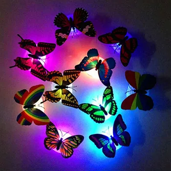 

5pcs LED Night Light Colorful Butterfly LED Night Light Lamp Bedroom Party Wall Decoration Button Cell Atmosphere Night Light