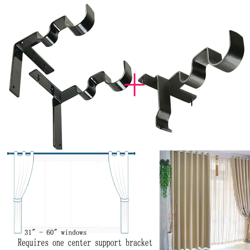 

Hang Double Center Support Curtain Rod Bracket Into Window Frame Bracket
