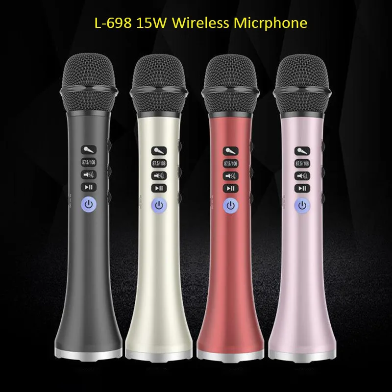 

Original L-698 professional 15W portable USB wireless Bluetooth karaoke microphone speaker with Dynamic microphone