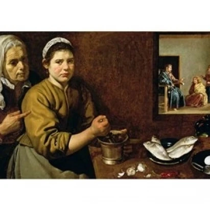 Kitchen Scene with Christ in the House of Martha and Mary Poster Print by Diego Velazquez (24 x 18) | Дом и сад