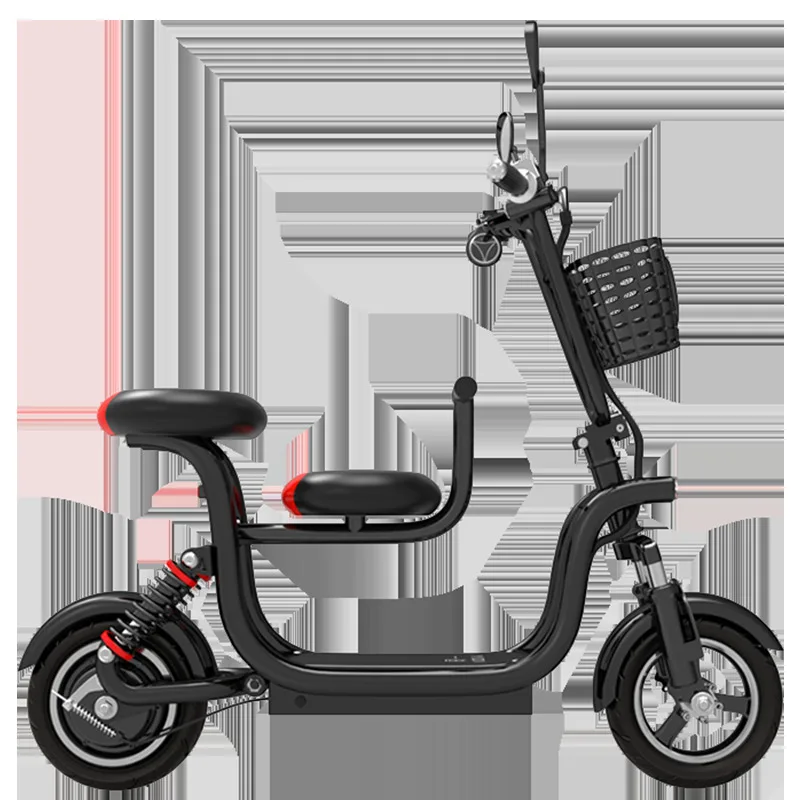 Discount Electric bicycle scooter parent-child adult female small battery car mini step-by-step driving folding electric car 1