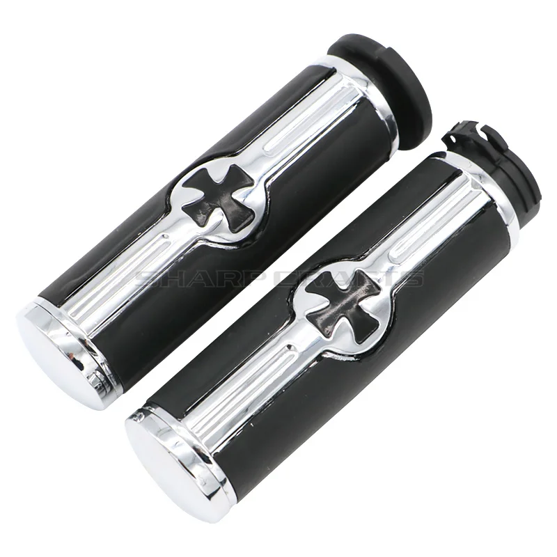 

Motorcycle 1" 25mm Rubber Cross Hand Grips Handle Bar Handlebar For Harley XL883 XL1200 Dyna FLD Softail Fatboy Chopper Cruiser