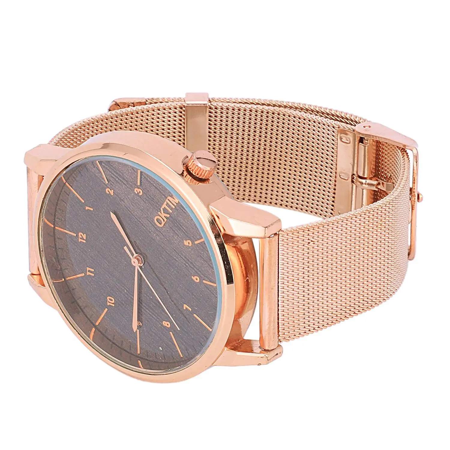 

OKTIME Rose Gold Color Grey Round Dial Quartz Analog Wrist Watch 25cm