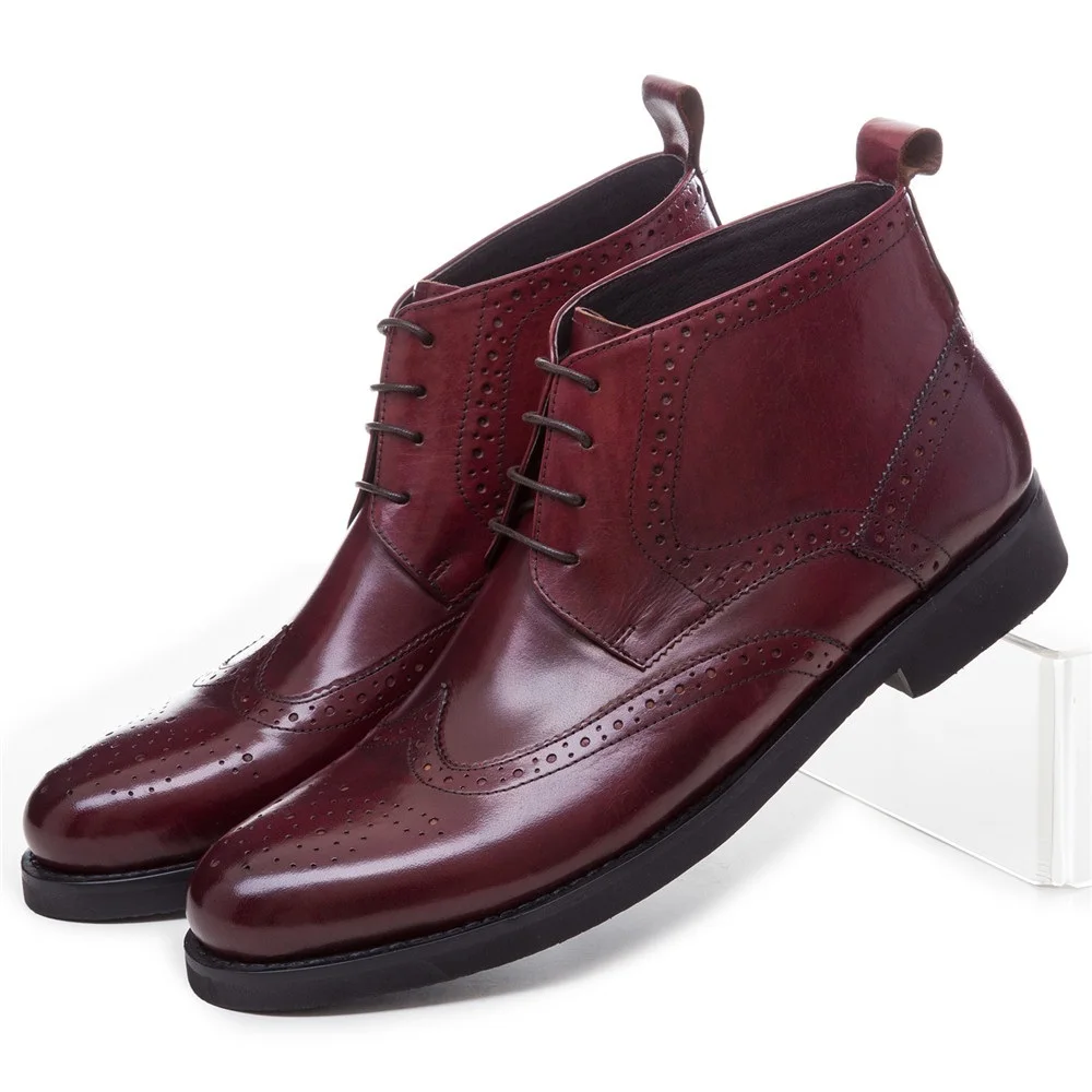 

Large Size Eur45 Fashion Black / Brown Tan Oxfords Mens Ankle Boots Genuine Leather Boots Male Dress Shoes