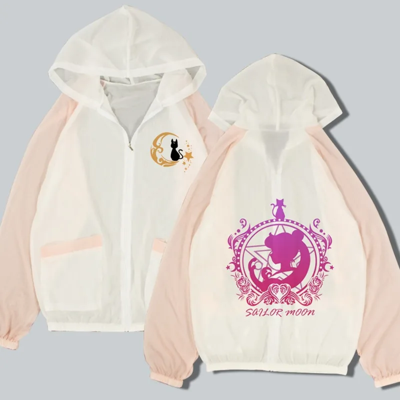 

Spring Summer Women Jacket Comics Anime Cartoon Sailor Moon Sakura Sunscreen Thin Coat Water Proof Windbreaker Beach Outwear
