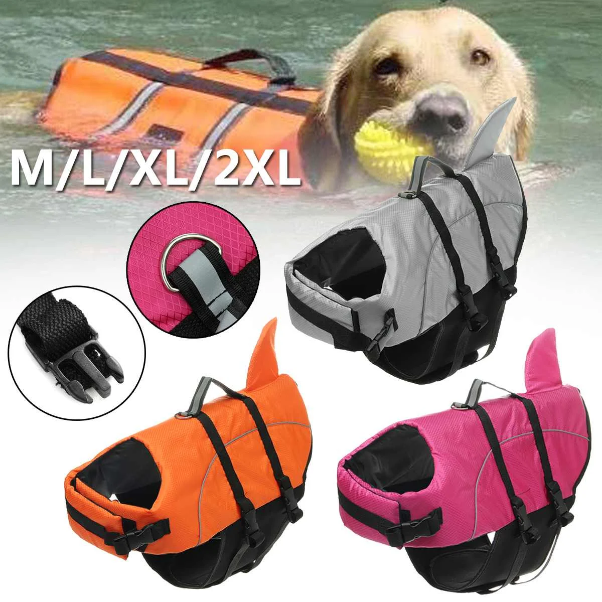 

Dog Life Jacket Pet Saver Life Vest Swimming Preserver Dog Puppy Swimwear Surfing Swimming Vest Reflective Stripes