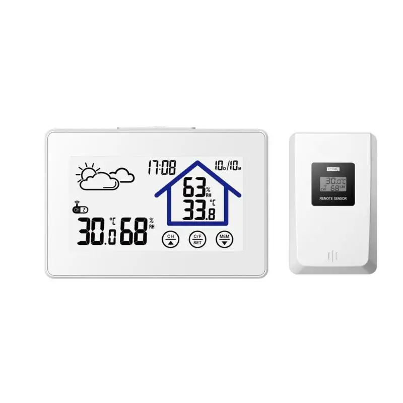 

Humidity Forecast Touch Screen Weather Station Clock Wireless Sensor Thermometer Digital Temperature Instruments
