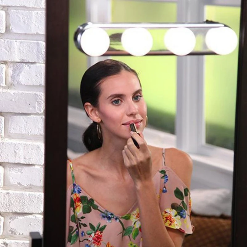 

Hollywood Vanity Mirror Women Portable LED Light Vanity Lights Studio Suction Cup Makeup Light 4 LED Bulbs Cosmetic Mirror Light