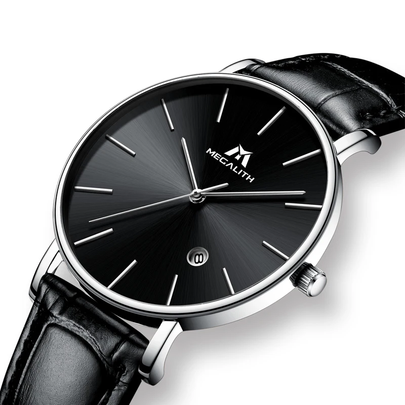 MEGALITH Reloj Hombre мужские часы из натуральной кожи кварцевые кожаные военные