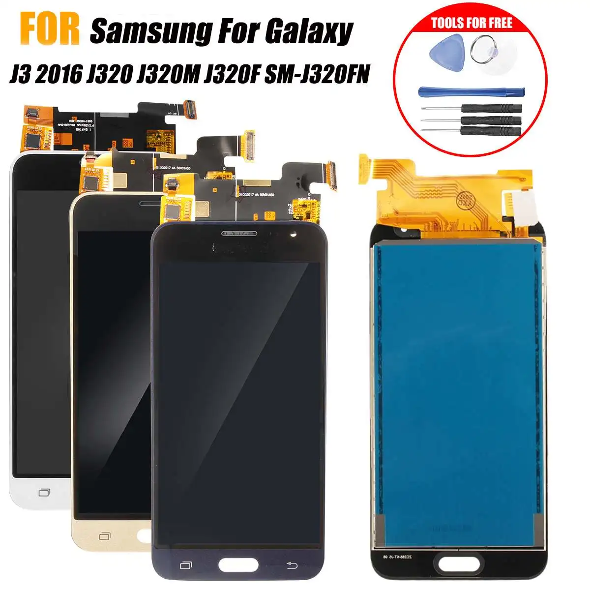 

LCD Screen Display For Samsung for Galaxy J3 2016 J320 J320M Digitizer Assembly +Free Tools OEM Replacement Repair Accessories