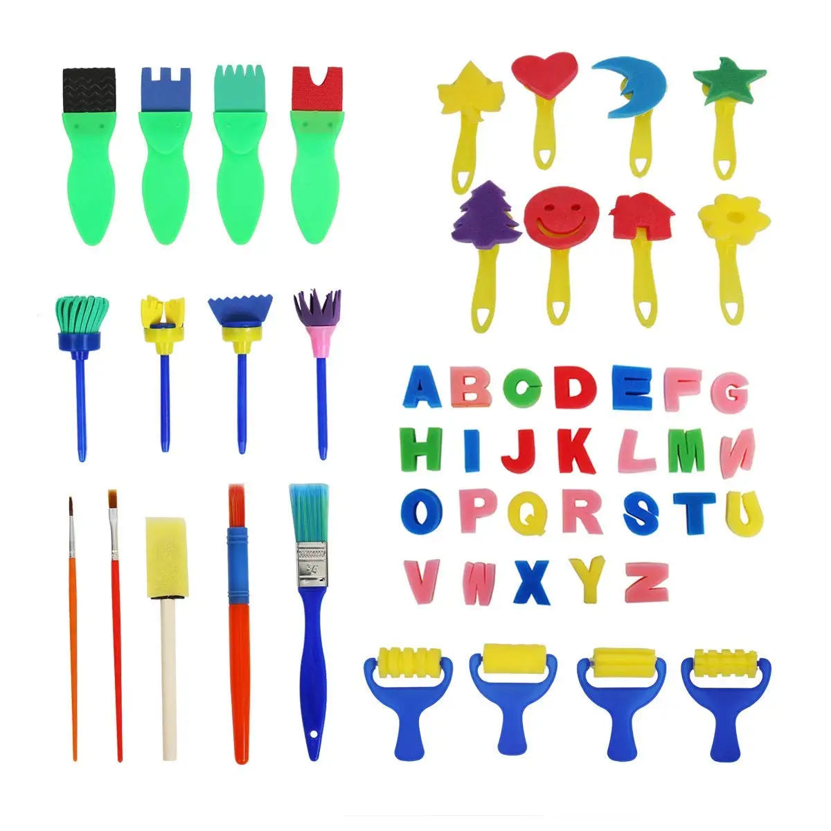 

Hot sale 51Pcs Children's Paint Set Sponge Brushes School Supplies for Small Children Sponge Seal