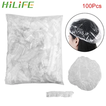 

HILIFE Bathroom Products 100pcs/set Convenient One-Off Elastic Shower Hat Clear Hair Salon Disposable Shower Caps Bath Caps