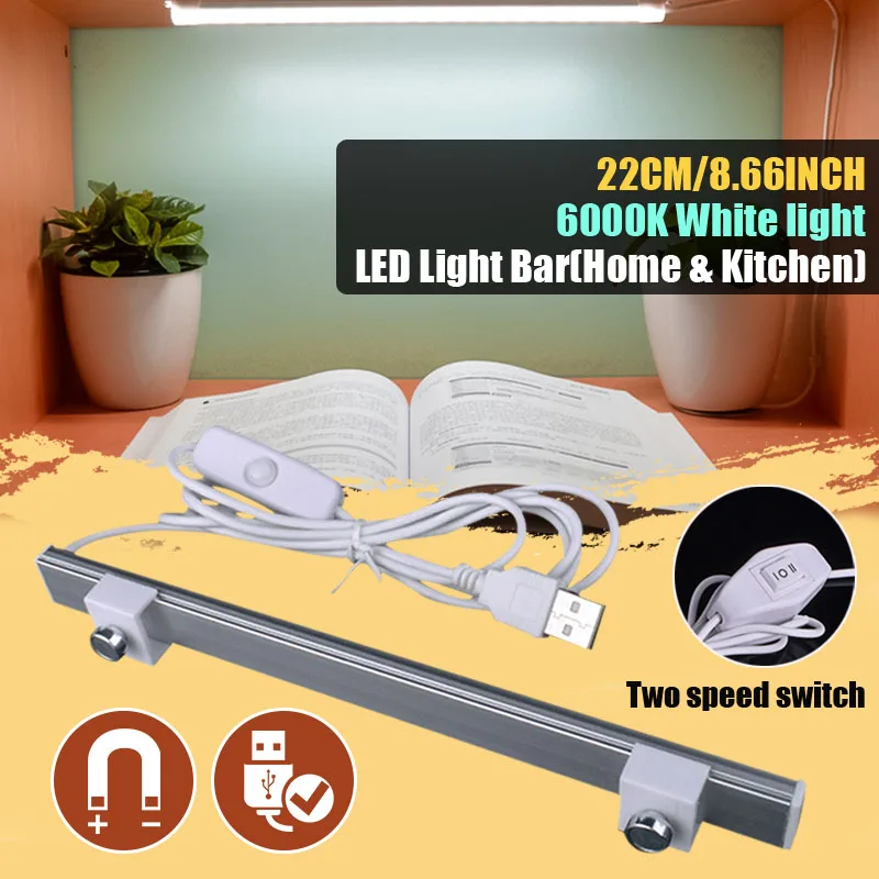 

22cm LED Strip Bar USB LED Desk Table Lamp Light for Bedside Book Desk Portable Desk Lamp for Bedroom Living Room Decoration